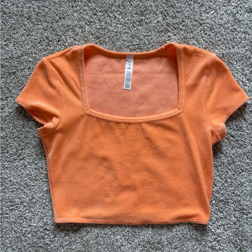 ALO Yoga Orange Crop Tee Short Sleeve Fitted
